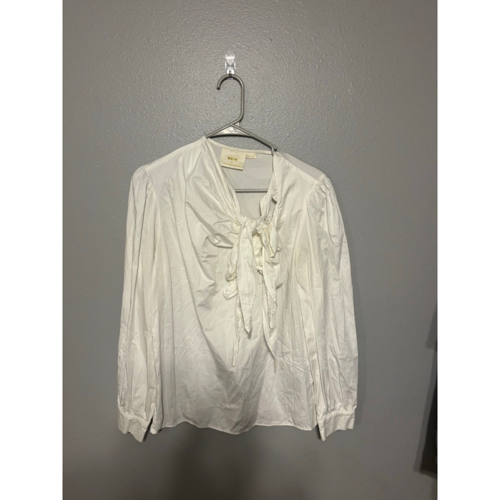 Anthropologie Maeve White Poplin Tie Bow - Picture 3 of 5